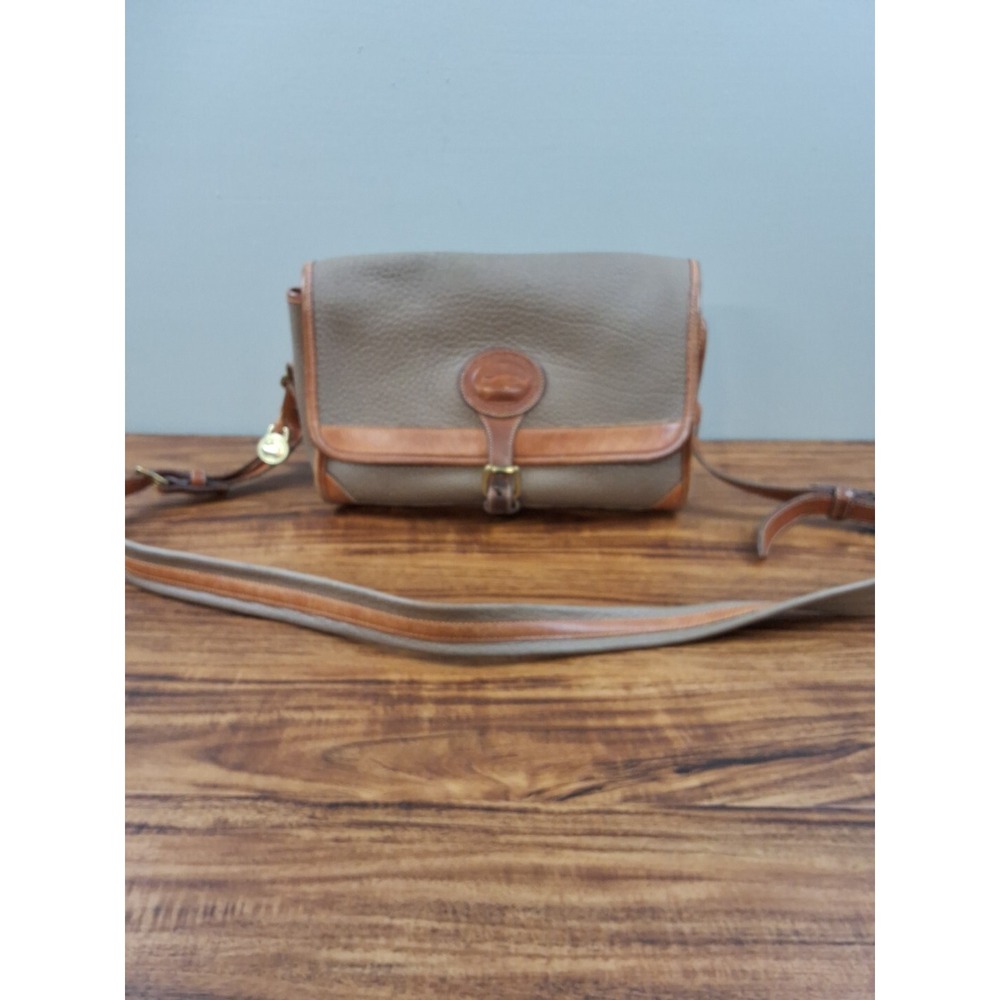 Dooney & Bourke Green Brown All Weather Leather Vintage Shoulder Bag USA Made